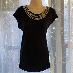 Michael Kors black top silver chains sz S/P